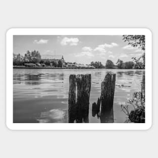 Wooden mooring posts on the River Bure, Horning, Norfolk Broads Sticker